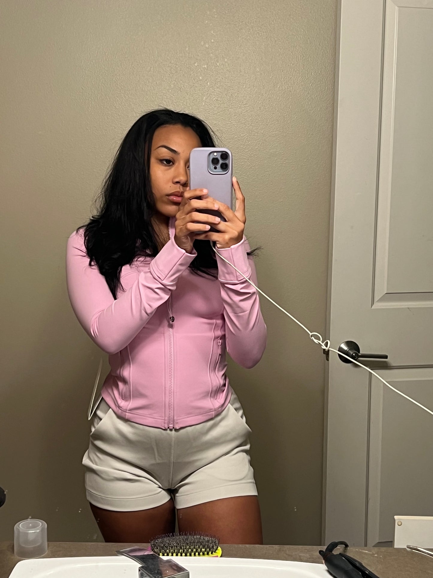 Pretty X LULU Lemon Ribbed Jacket & Biker Short set